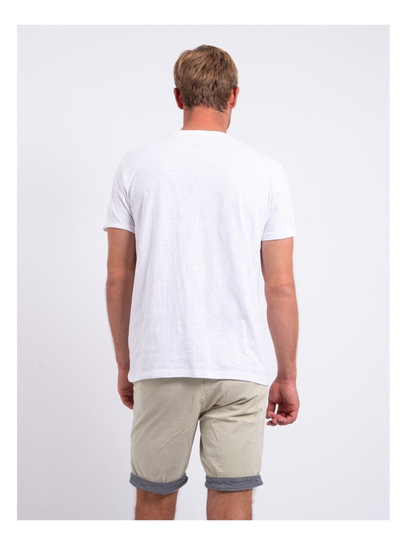 T-shirt manches courtes col rond pur coton NOTELOX Blanc - Kiabi