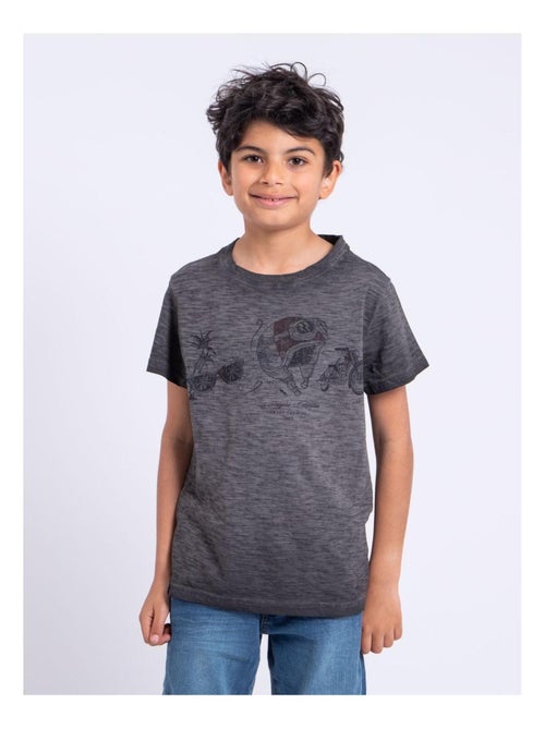 T-shirt manches courtes col rond pur coton NOUMARTY garçon - Kiabi