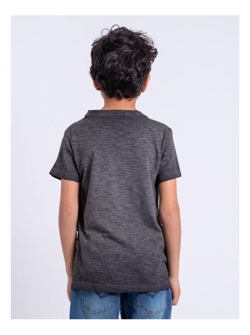 T-shirt manches courtes col rond pur coton NOUMARTY garçon Gris - Kiabi