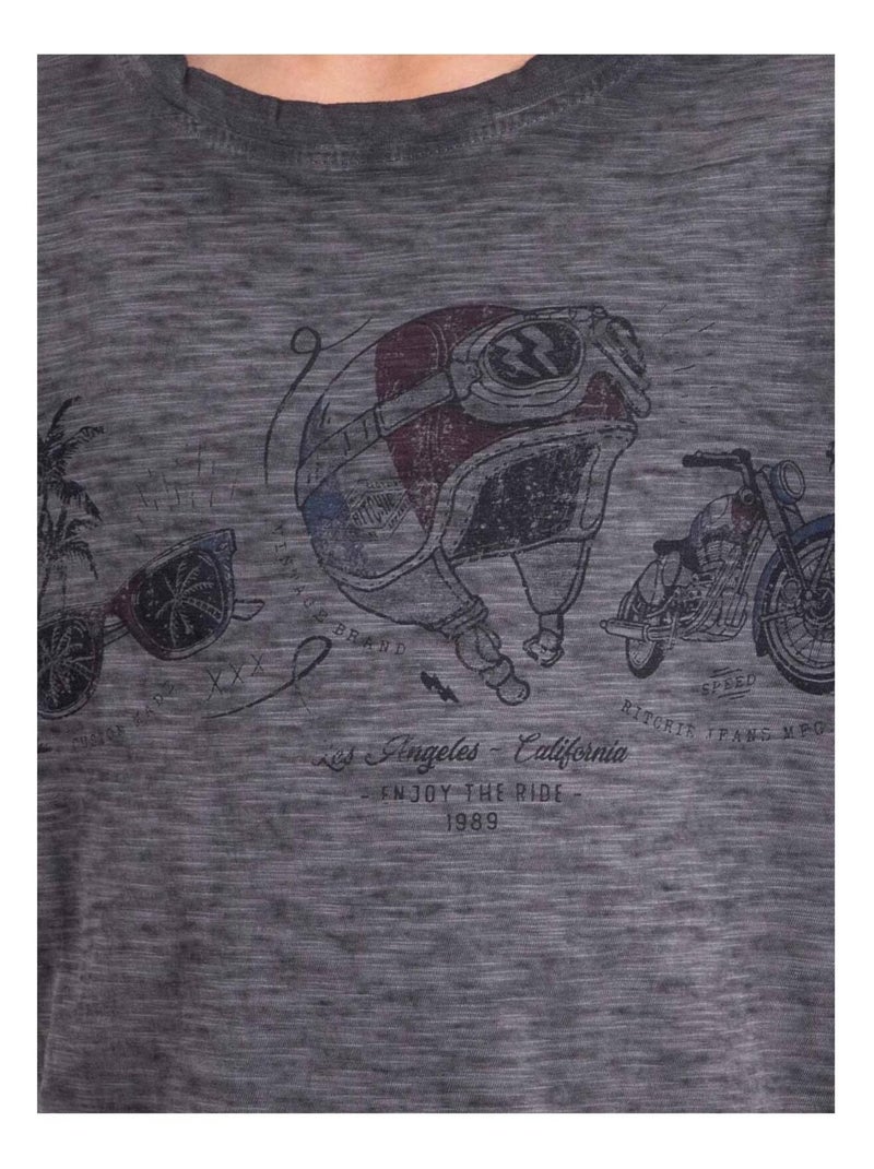 T-shirt manches courtes col rond pur coton NOUMARTY garçon Gris - Kiabi