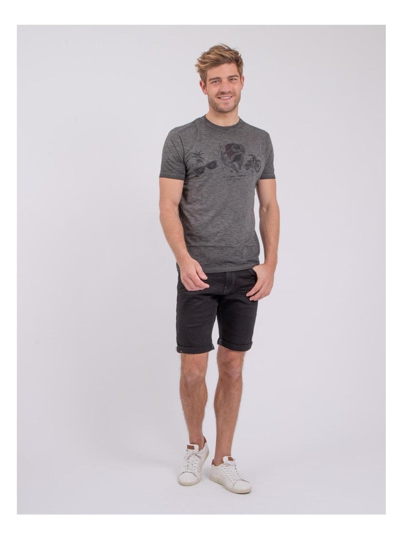 T-shirt manches courtes col rond pur coton NOUMARTY Gris - Kiabi