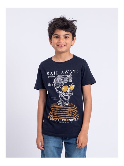 T-shirt manches courtes col rond pur coton NOUMICK garçon - Kiabi