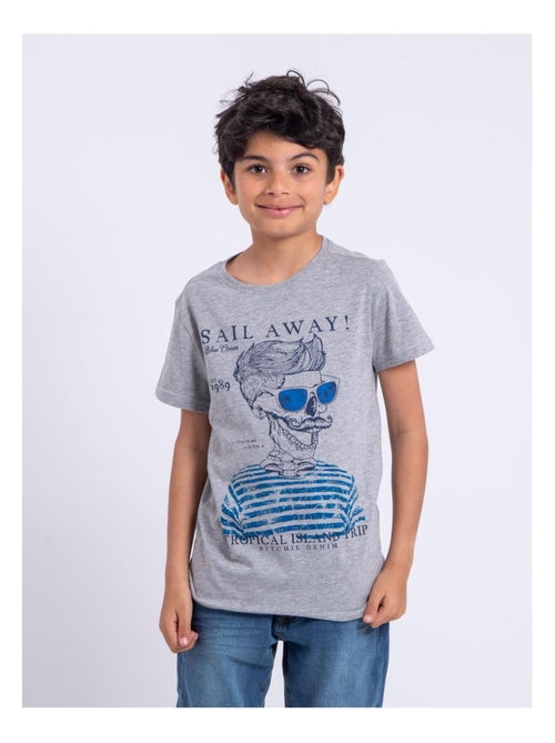 T-shirt manches courtes col rond pur coton NOUMICK garçon - Kiabi