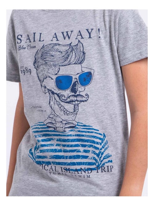 T-shirt manches courtes col rond pur coton NOUMICK garçon - Kiabi