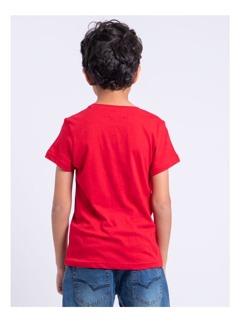T-shirt manches courtes col rond pur coton NUMADINO-J Rouge - Kiabi