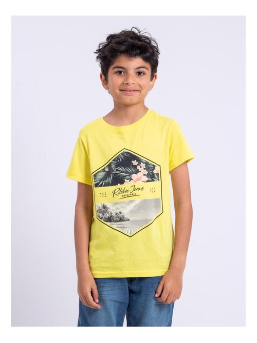 T-shirt manches courtes col rond pur coton NUMADOC garçon - Kiabi