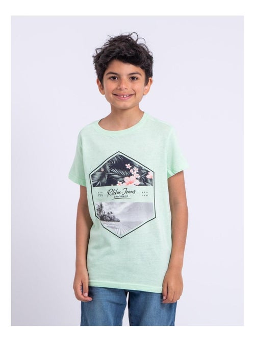 T-shirt manches courtes col rond pur coton NUMADOC garçon - Kiabi