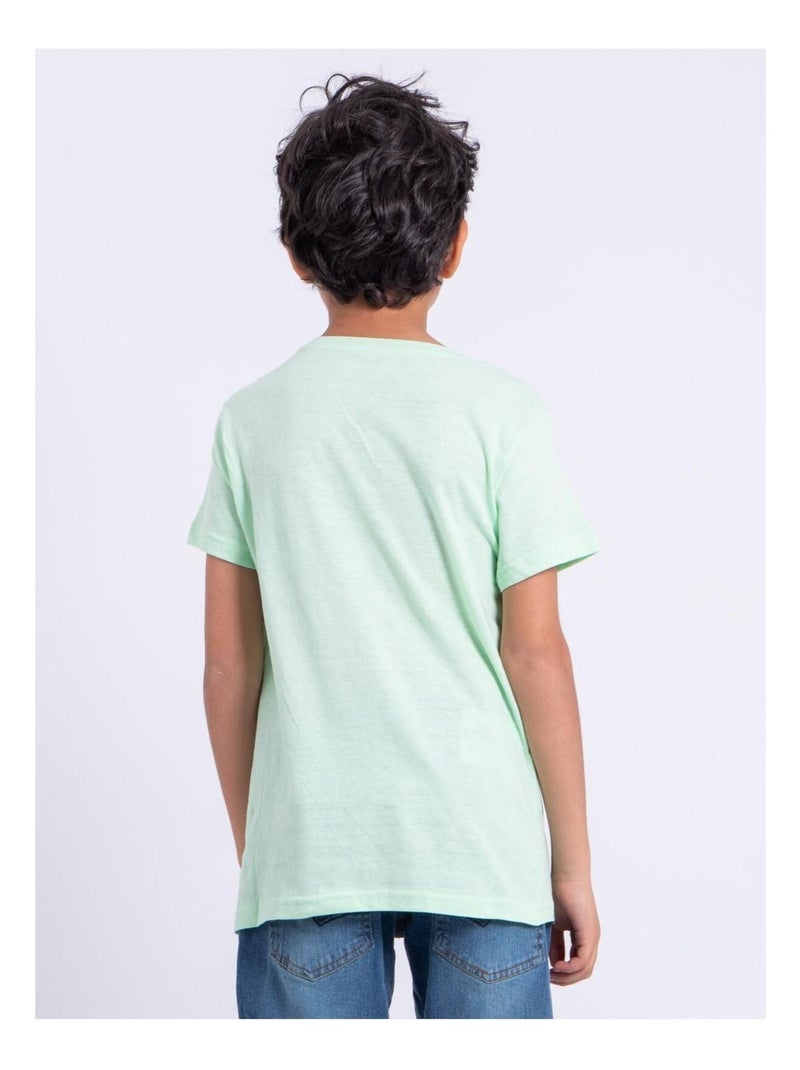 T-shirt manches courtes col rond pur coton NUMADOC garçon Vert - Kiabi