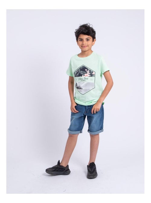 T-shirt manches courtes col rond pur coton NUMADOC garçon - Kiabi