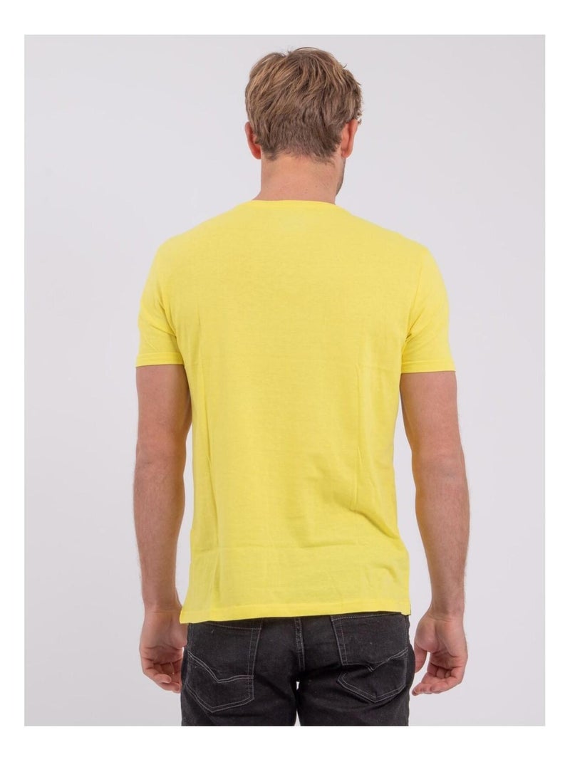 T-shirt manches courtes col rond pur coton NUMADOC Jaune - Kiabi