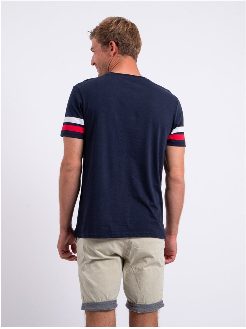 T-shirt manches courtes col rond pur coton NUMARC Bleu marine - Kiabi