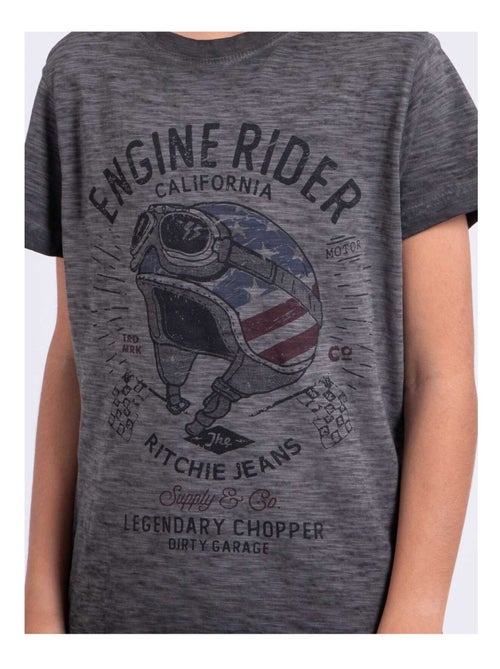T-shirt manches courtes col rond pur coton NUMELWIN garçon - Kiabi