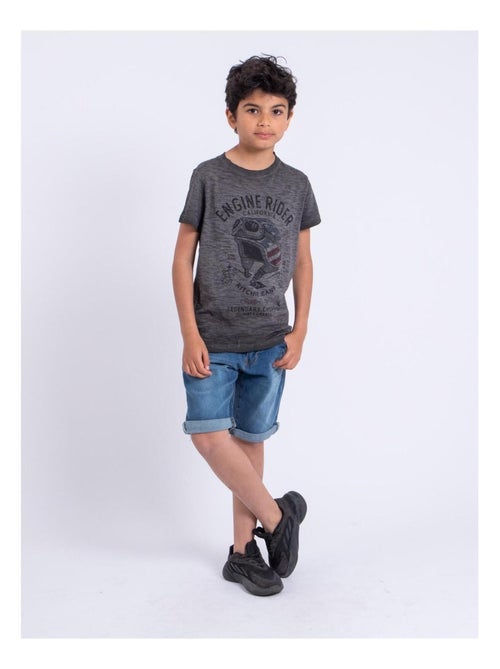 T-shirt manches courtes col rond pur coton NUMELWIN garçon - Kiabi