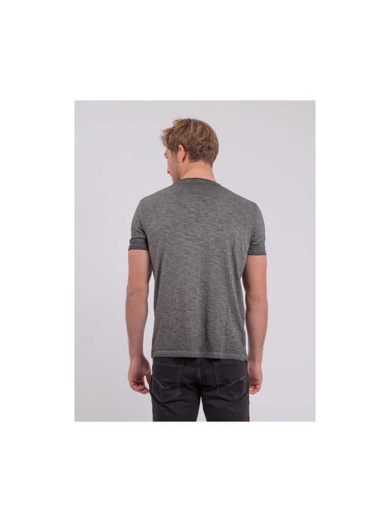 T-shirt manches courtes col rond pur coton NUMELWIN Gris - Kiabi