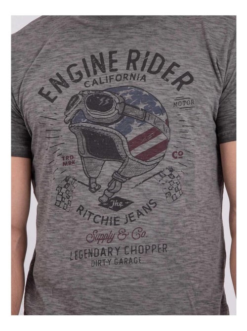 T-shirt manches courtes col rond pur coton NUMELWIN - Kiabi