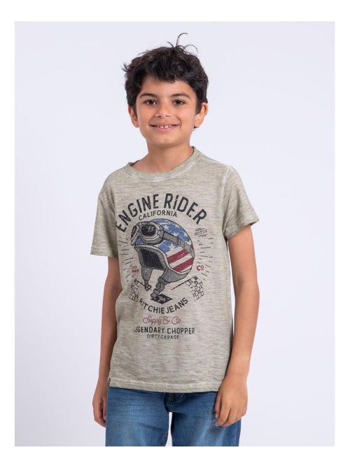 T-shirt manches courtes col rond pur coton NUMELWIN-J - Kiabi