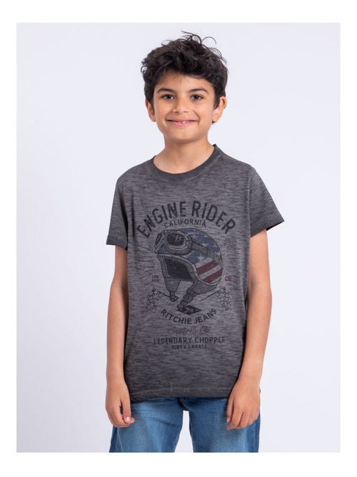 T-shirt manches courtes col rond pur coton NUMELWIN-J - Kiabi