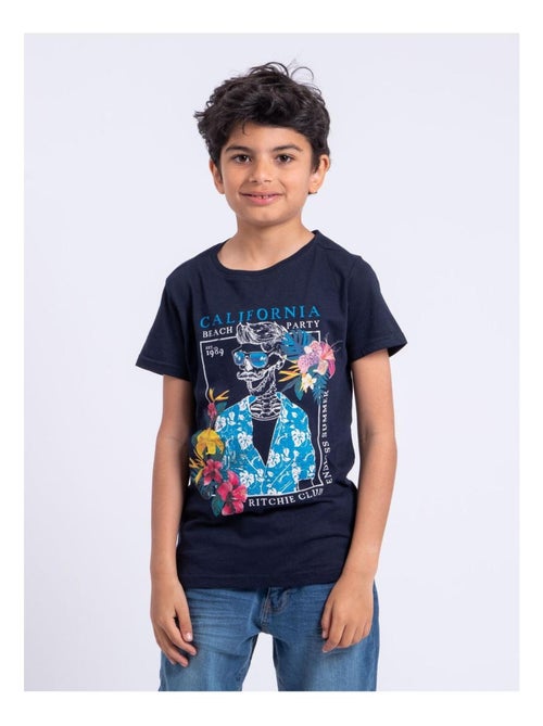 T-shirt manches courtes col rond pur coton NUMILAN garçon - Kiabi