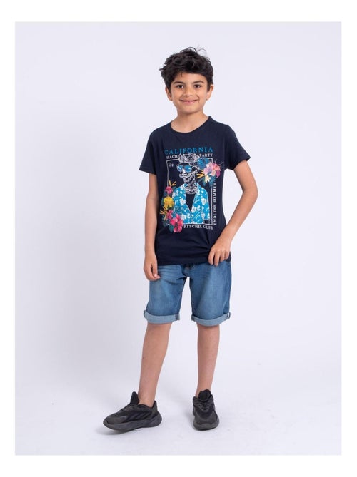 T-shirt manches courtes col rond pur coton NUMILAN garçon - Kiabi