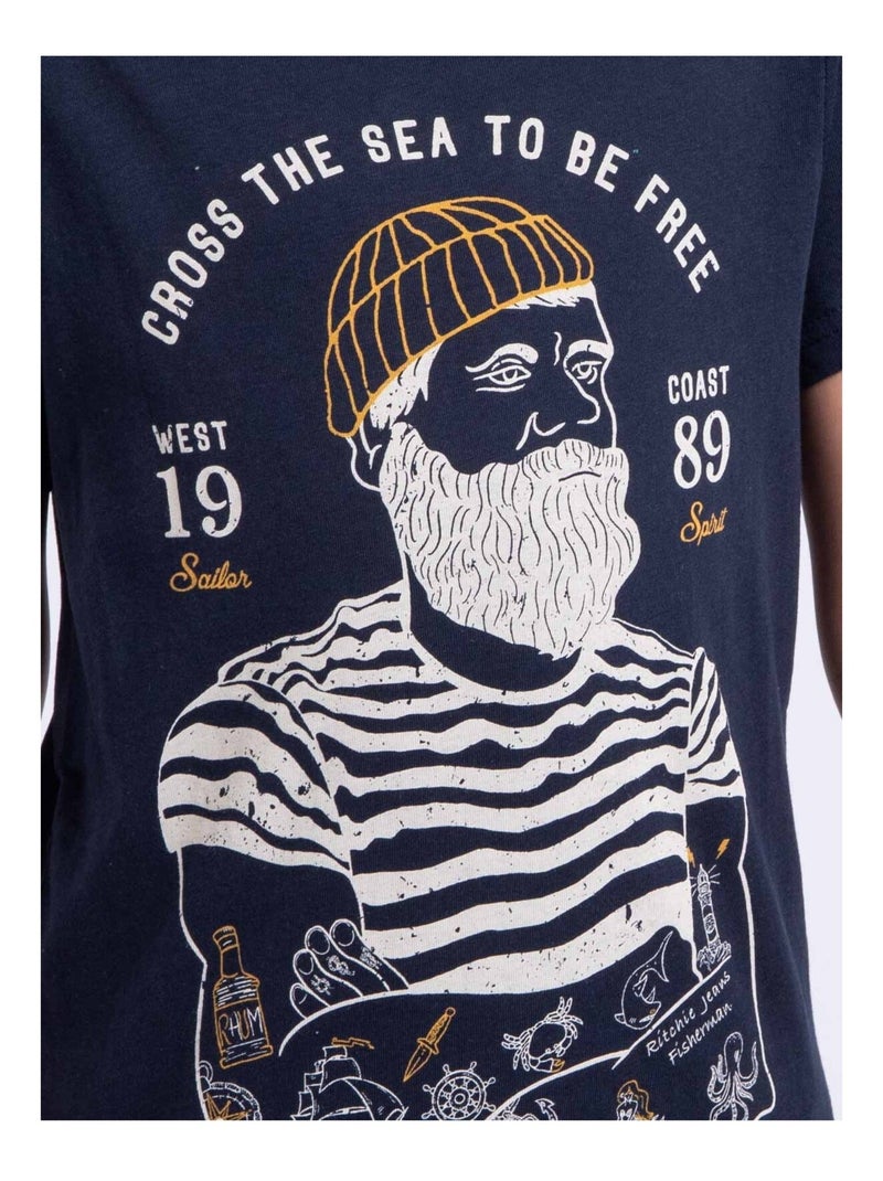 T-shirt manches courtes col rond pur coton NUPLATON garçon Gris clair - Kiabi