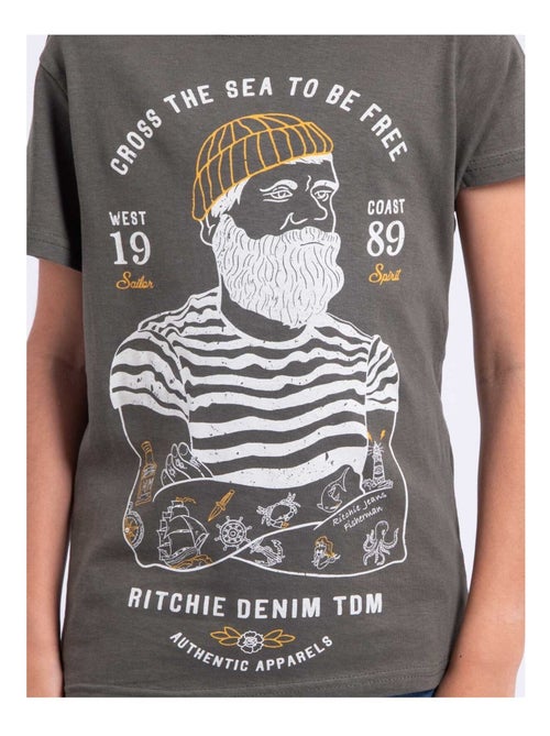 T-shirt manches courtes col rond pur coton NUPLATON garçon - Kiabi