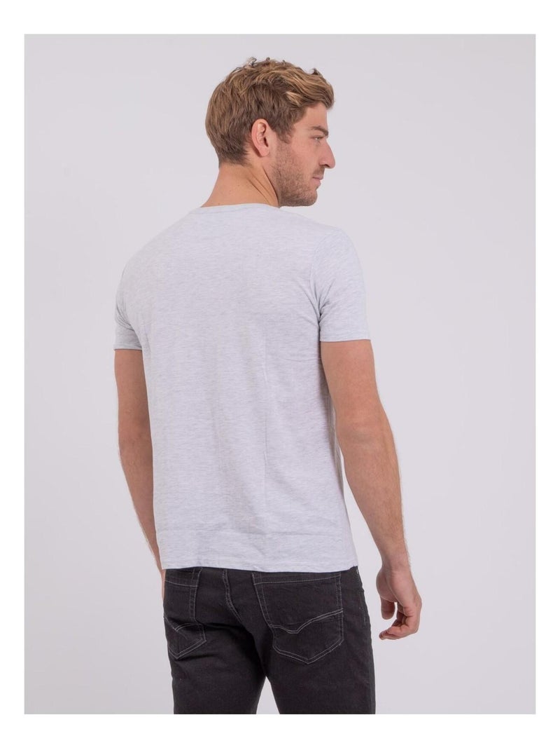 T-shirt manches courtes col rond pur coton NUPLATON Gris - Kiabi