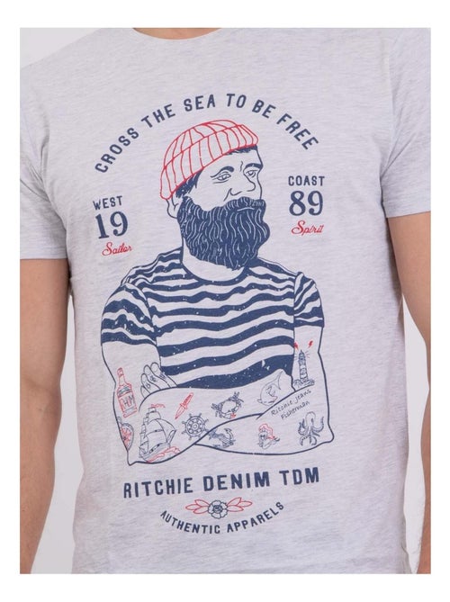 T-shirt manches courtes col rond pur coton NUPLATON - Kiabi