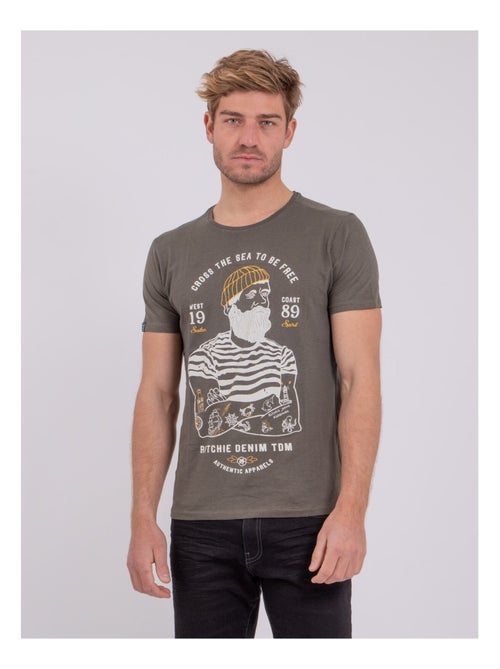 T-shirt manches courtes col rond pur coton NUPLATON - Kiabi