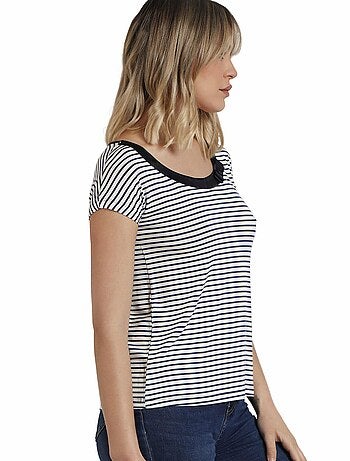 T-shirt manches courtes col rond Rayas