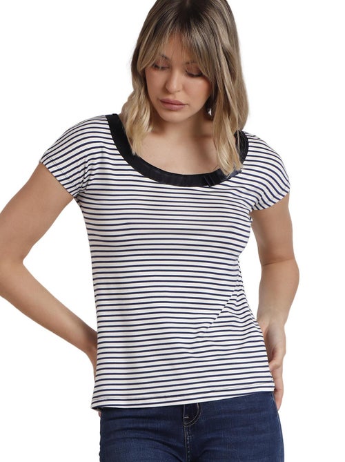 T-shirt manches courtes col rond Rayas - Kiabi