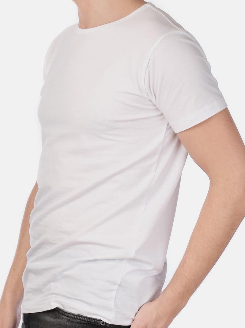 T-shirt manches courtes col rond uni Blanc - Kiabi