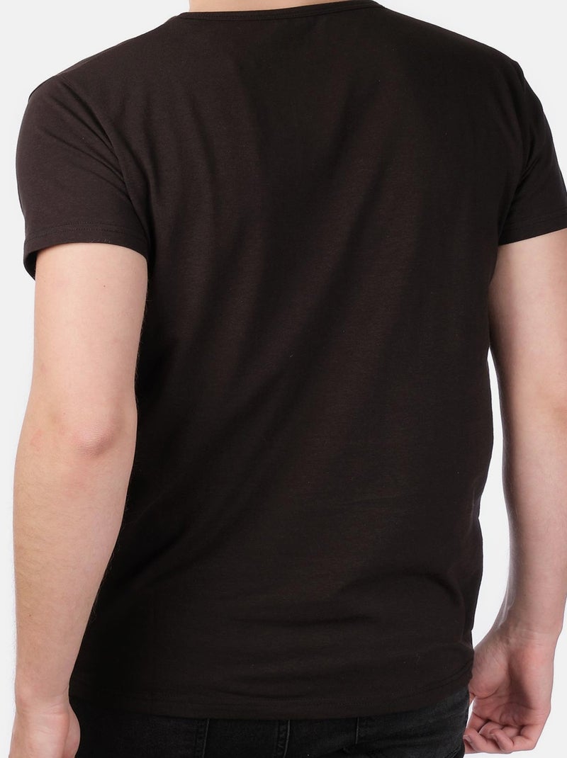 T-shirt manches courtes col rond uni Noir - Kiabi