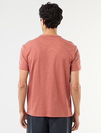 T-shirt homme en jersey flamm? ? col tunisien coupe regular