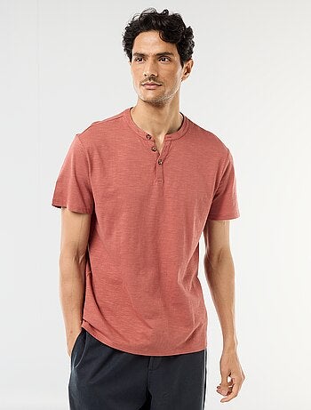 T-shirt homme en jersey flamm? ? col tunisien coupe regular