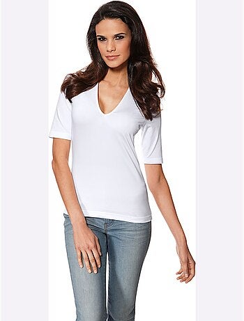 T-shirt Manches Courtes Col V - Taille Standard - Helline