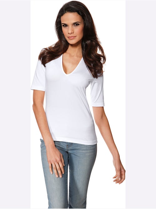 T-shirt Manches Courtes Col V - Taille Standard - Helline - Kiabi