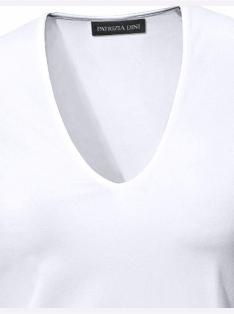 T-shirt Manches Courtes Col V - Taille Standard - Helline Blanc - Kiabi