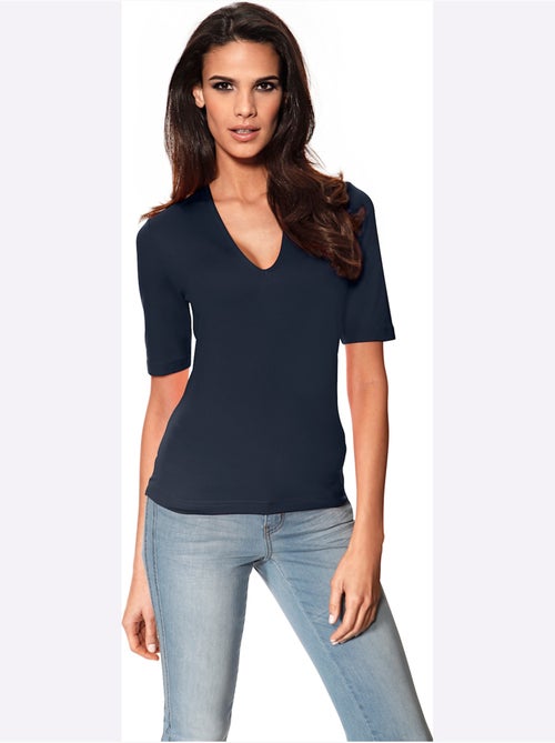 T-shirt Manches Courtes Col V - Taille Standard - Helline - Kiabi