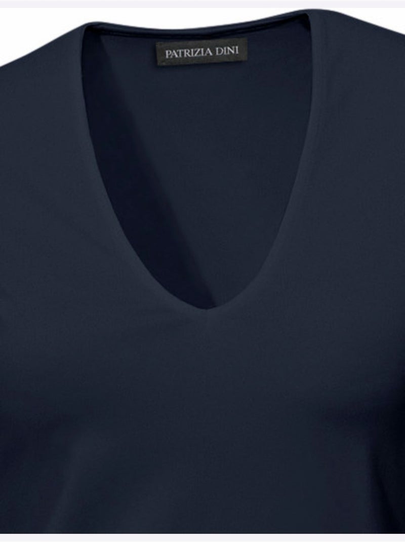 T-shirt Manches Courtes Col V - Taille Standard - Helline Bleu marine - Kiabi