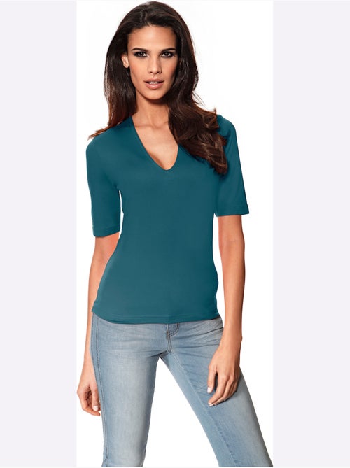 T-shirt Manches Courtes Col V - Taille Standard - Helline - Kiabi