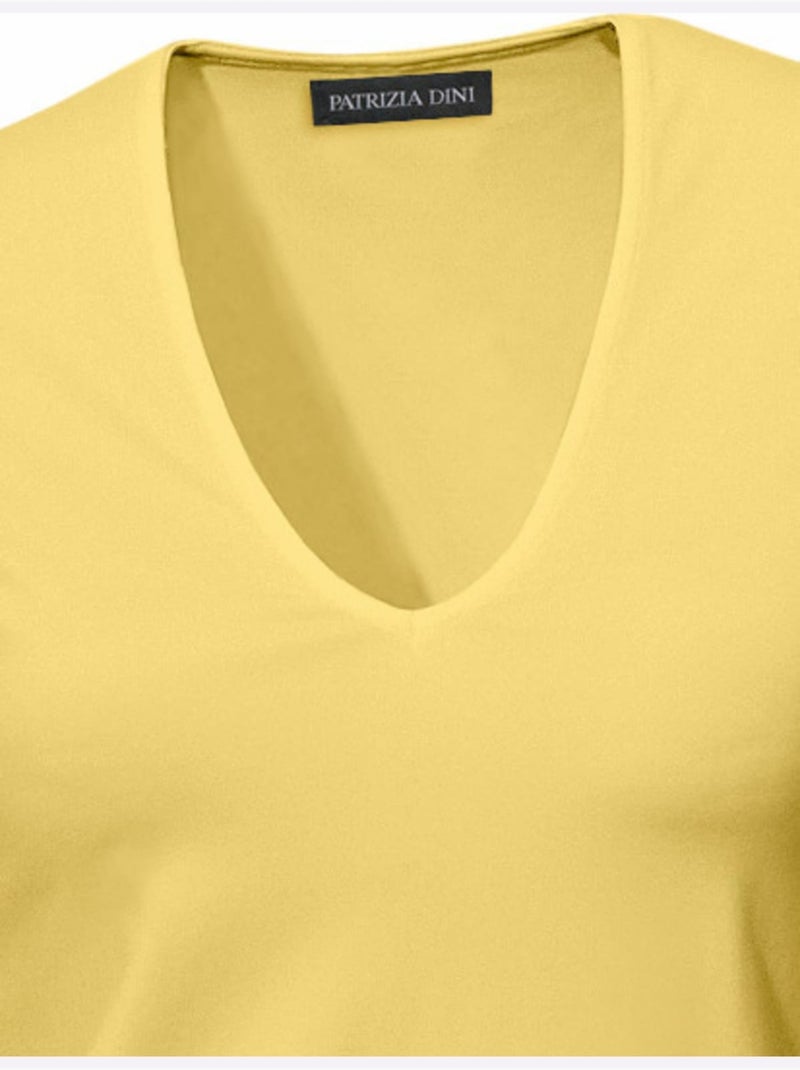 T-shirt Manches Courtes Col V - Taille Standard - Helline Jaune - Kiabi