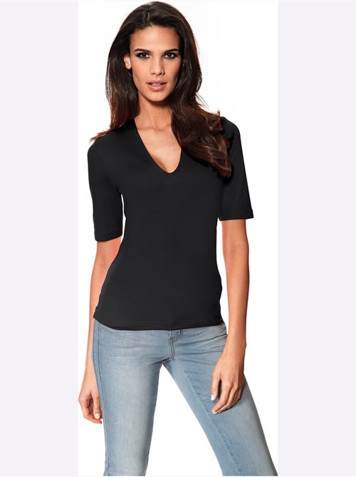 T-shirt Manches Courtes Col V - Taille Standard - Helline - Kiabi