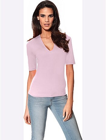T-shirt Manches Courtes Col V - Taille Standard - Helline
