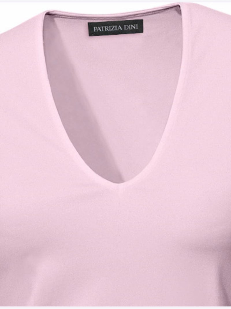 T-shirt Manches Courtes Col V - Taille Standard - Helline Rose - Kiabi