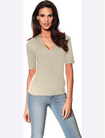 T-shirt Manches Courtes Col V - Taille Standard - Helline