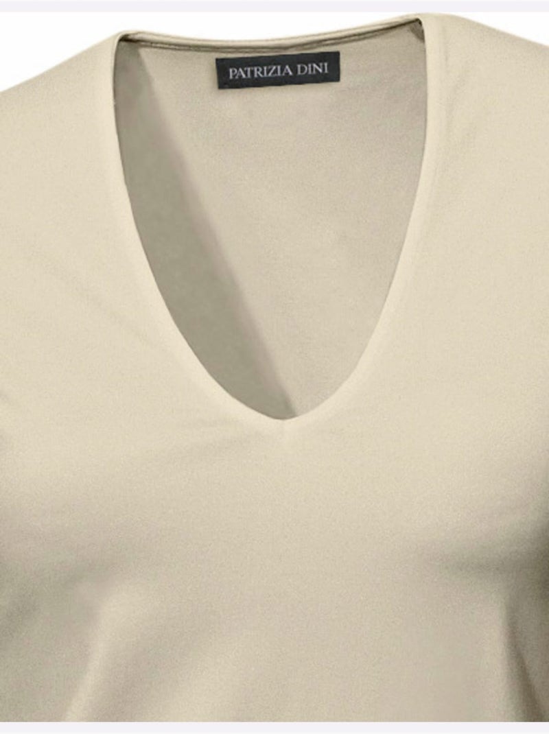 T-shirt Manches Courtes Col V - Taille Standard - Helline Sable - Kiabi