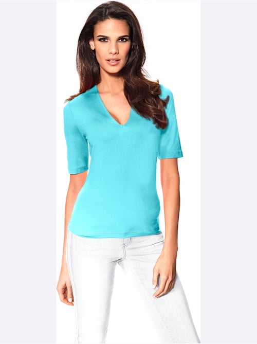 T-shirt Manches Courtes Col V - Taille Standard - Helline - Kiabi