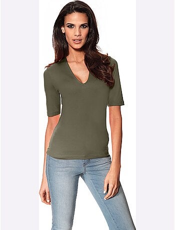 T-shirt Manches Courtes Col V - Taille Standard - Helline