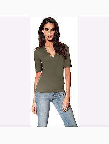 T-shirt manches courtes col v - taille standard - helline