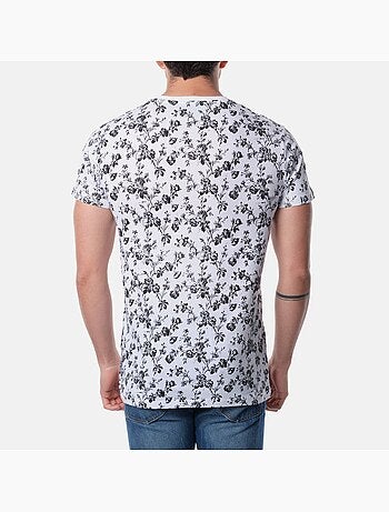 T-shirt manches courtes col V à motif